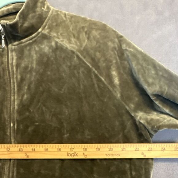 Talbots Jacket Lux Velour Jacket Full Zip Mock Neck Cozy Plus Size 1X Sage Green - Picture 8 of 8